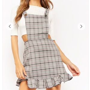 Ribbed Top & Glen Plaid Pinafore Dress Set